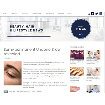 Online news article about semi-permanent undone brows